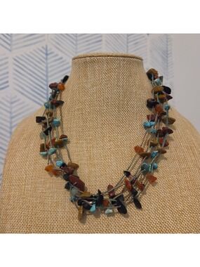 Multi Strand Gemstone Beaded 18" Necklace